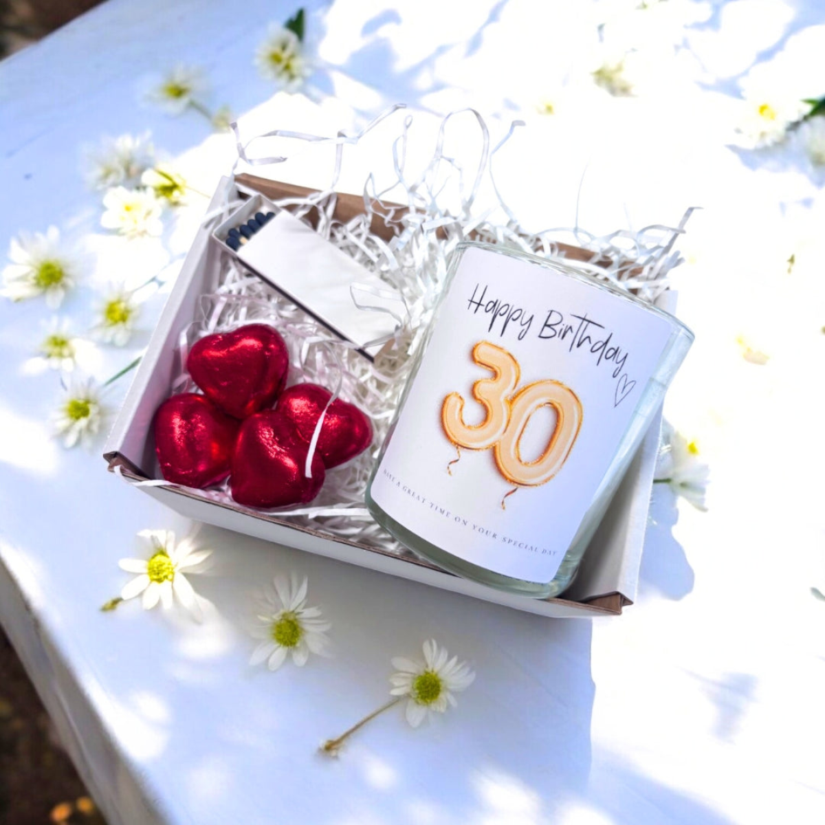 30th Birthday Gold Balloons Candle Gift Set | Birthday Gift for Daughter or Mum