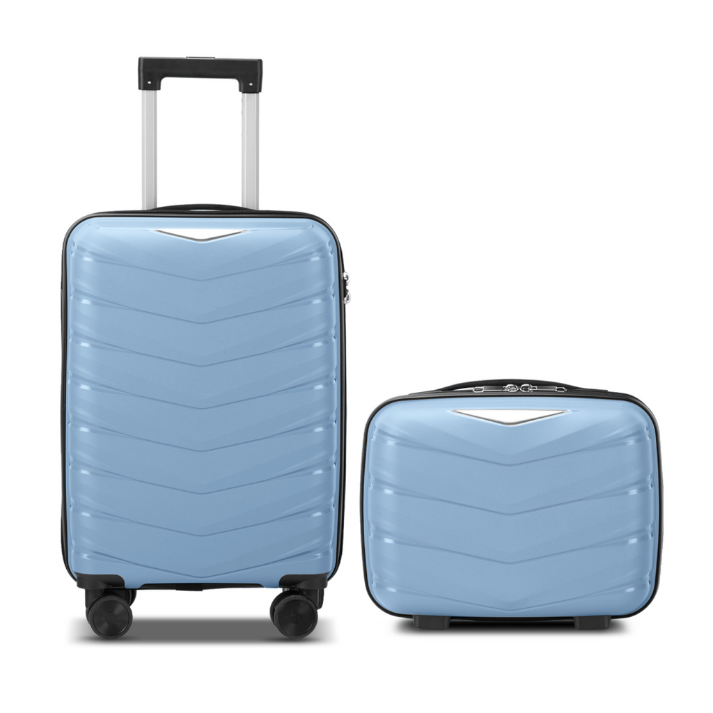 V-shaped stripes 2-piece set with PP handbag PP trolley case 14in 20in PP iron