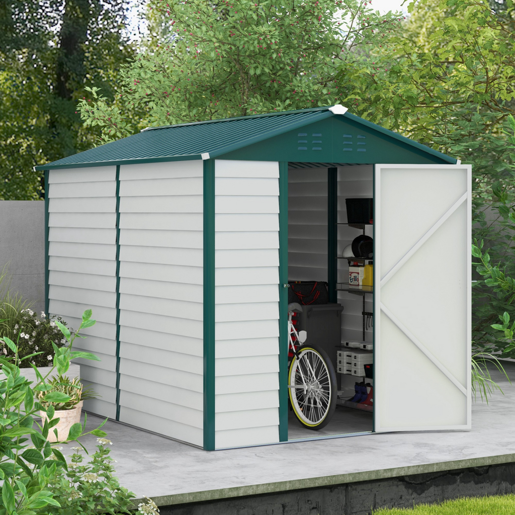 9'x6' Galvanized Metal Garden Shed Tool Storage Shed for Backyard Patio