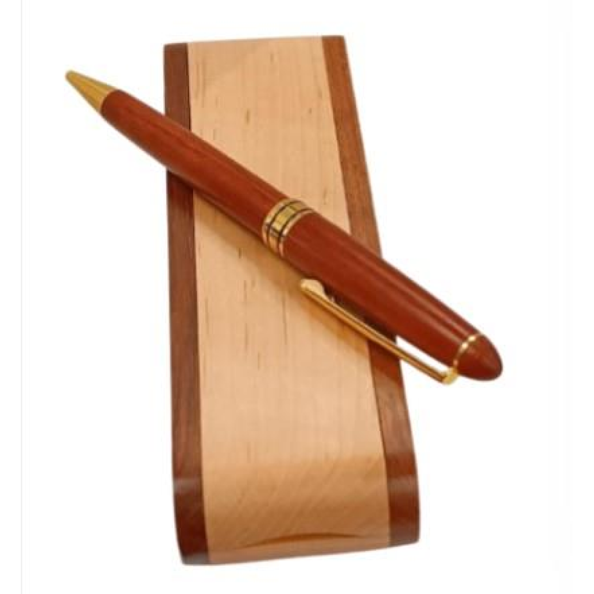 Imperial Wooden Light Brown Gold Trim Ballpoint Pen Gift Set With Handmade