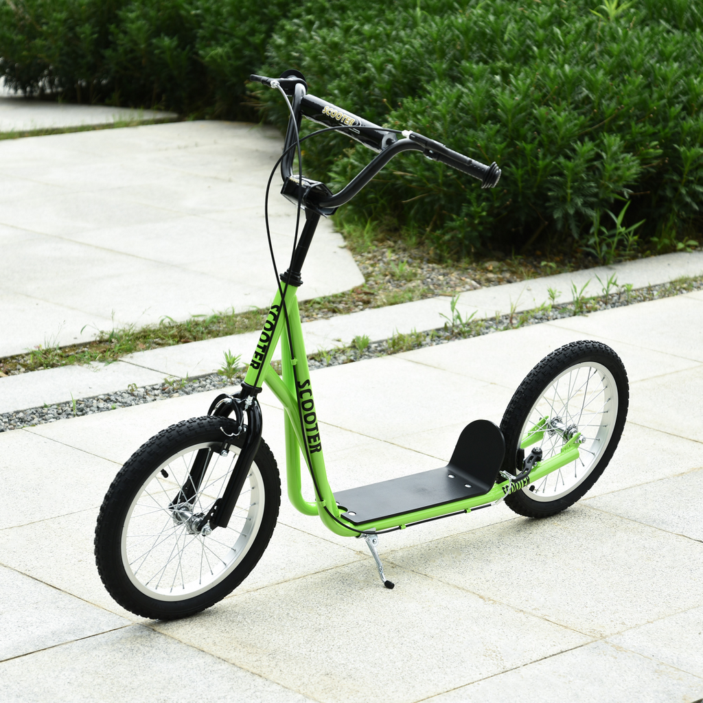 HOMCOM 90-96cm Kids Kick Scooter Adjustable Handlebar Inflatable Wheels Green
