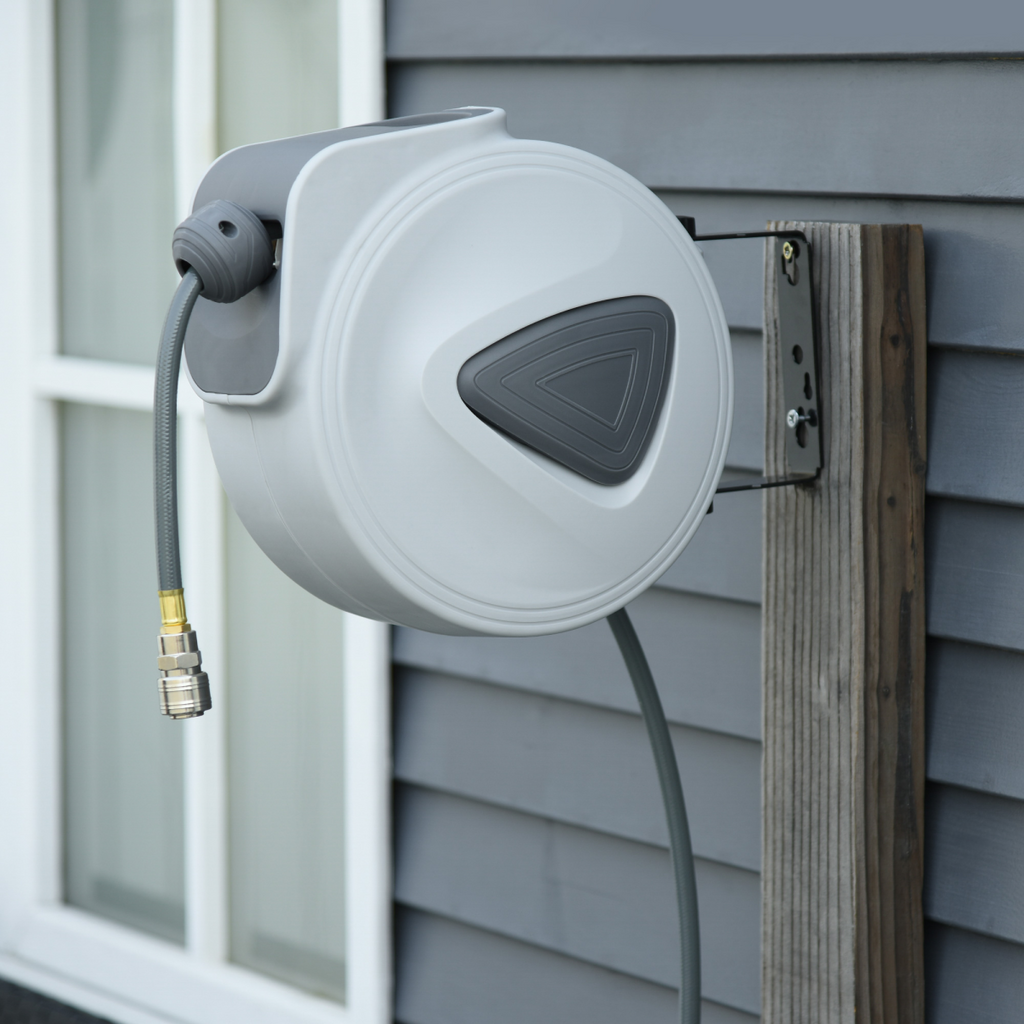 Retractable Air Hose Reel 10m+90cm Hose Diameter 3/8" 9.5mm Hose Connector 1/4"