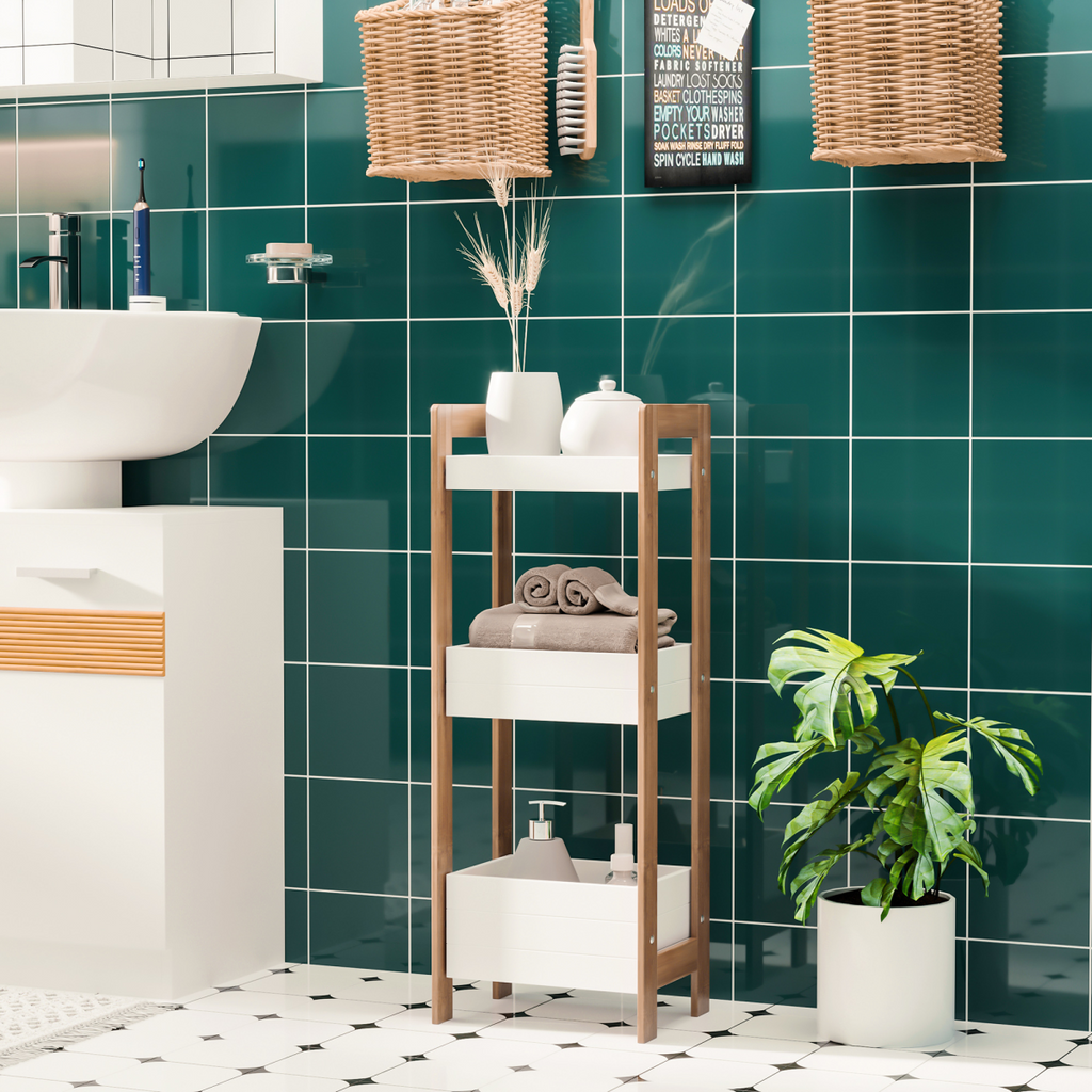 Bathroom Shelves, 3-Tier-Bamboo