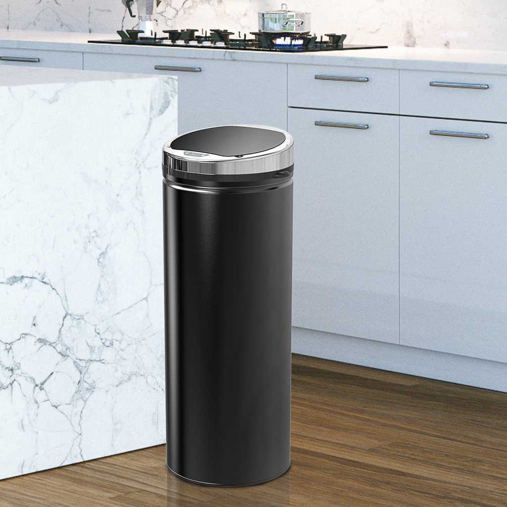 50 L Stainless Steel Sensor Trash Can with Bucket-Black