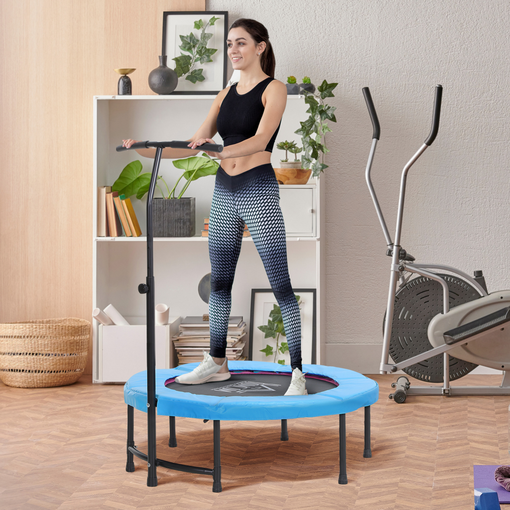 40'' Kids Mini Trampoline, Adult Rebounder Jumper w/ Handle Fitness HOMCOM