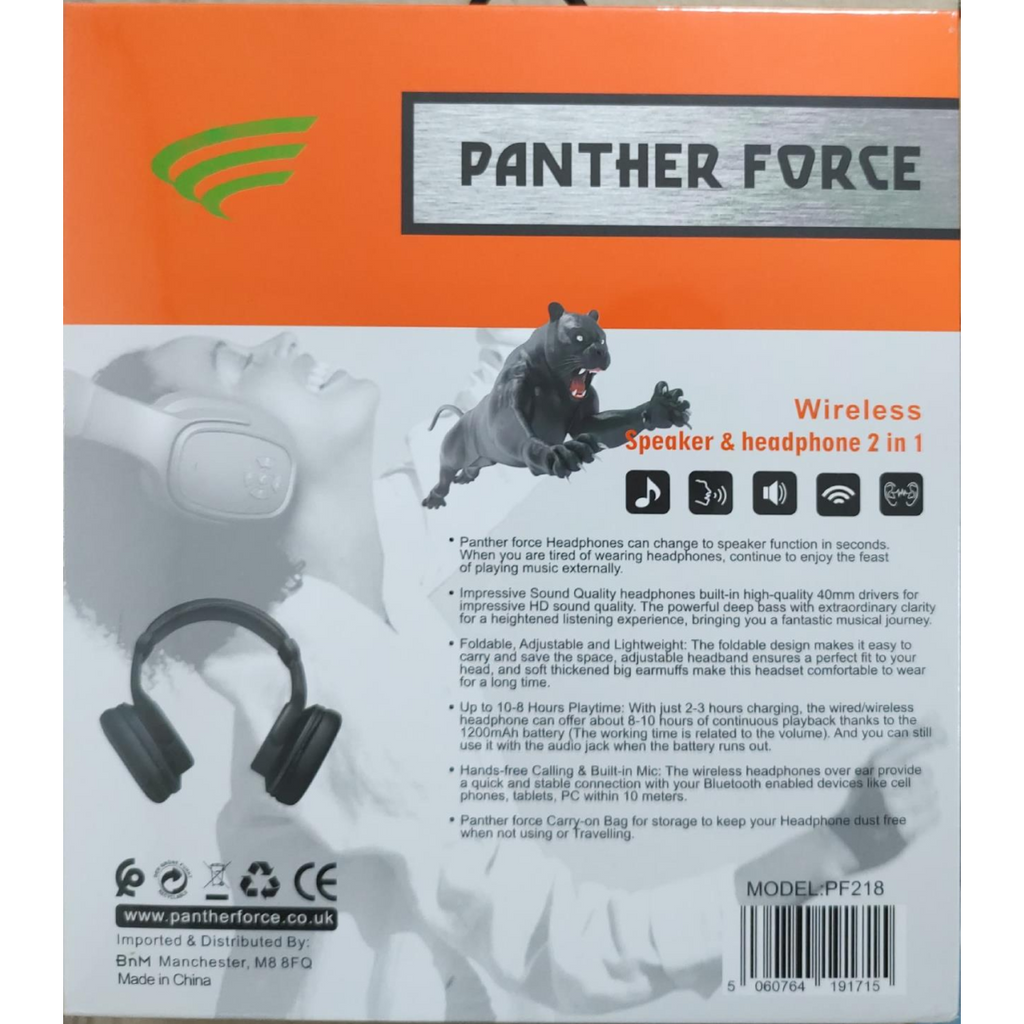 Panther Force Wireless Bluetooth Headphone + Twistout Speaker PF218