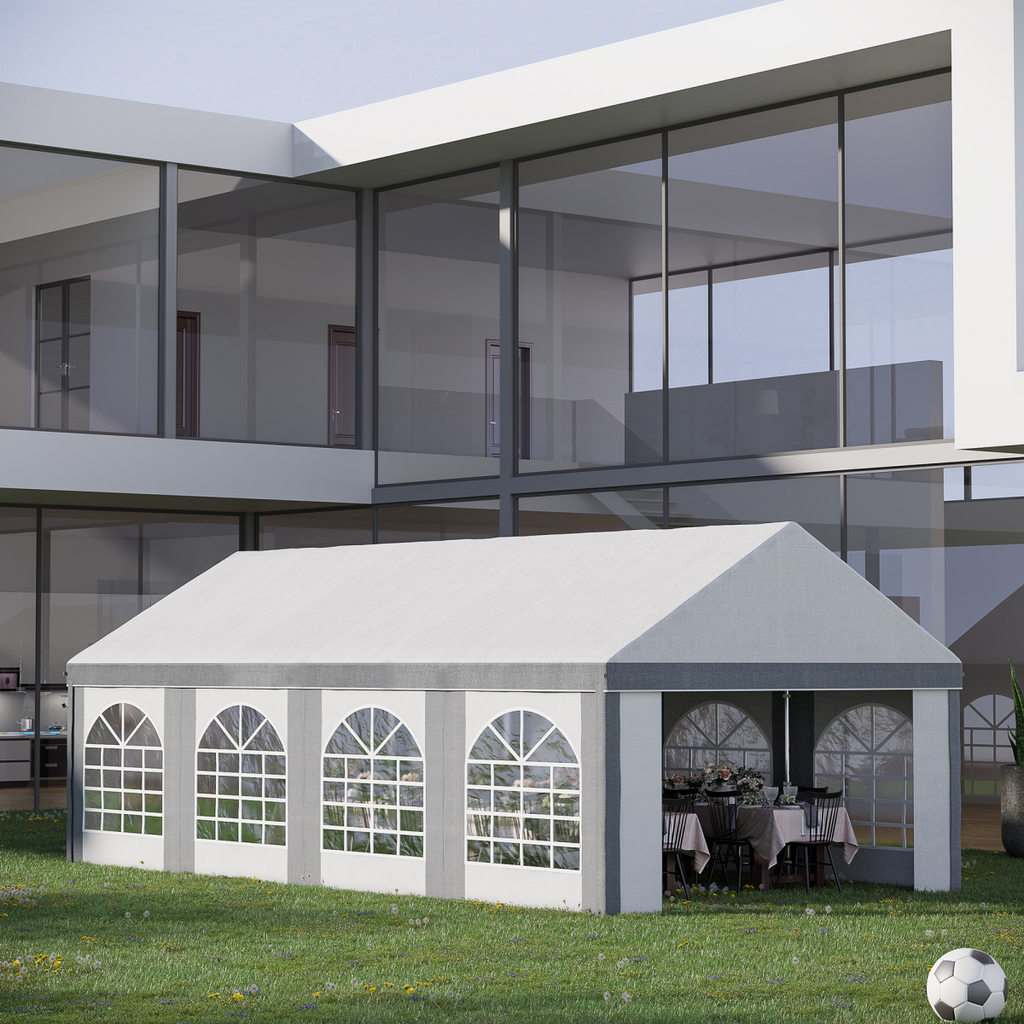 8 x 4m Party Tent, Marquee Gazebo with Sides, Eight Windows and Double Doors