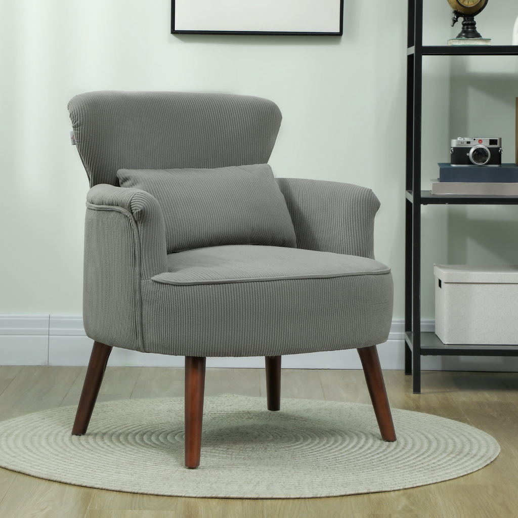 HOMCOM Armchair with Padded Seat and Backrest for Living Room, Light Grey