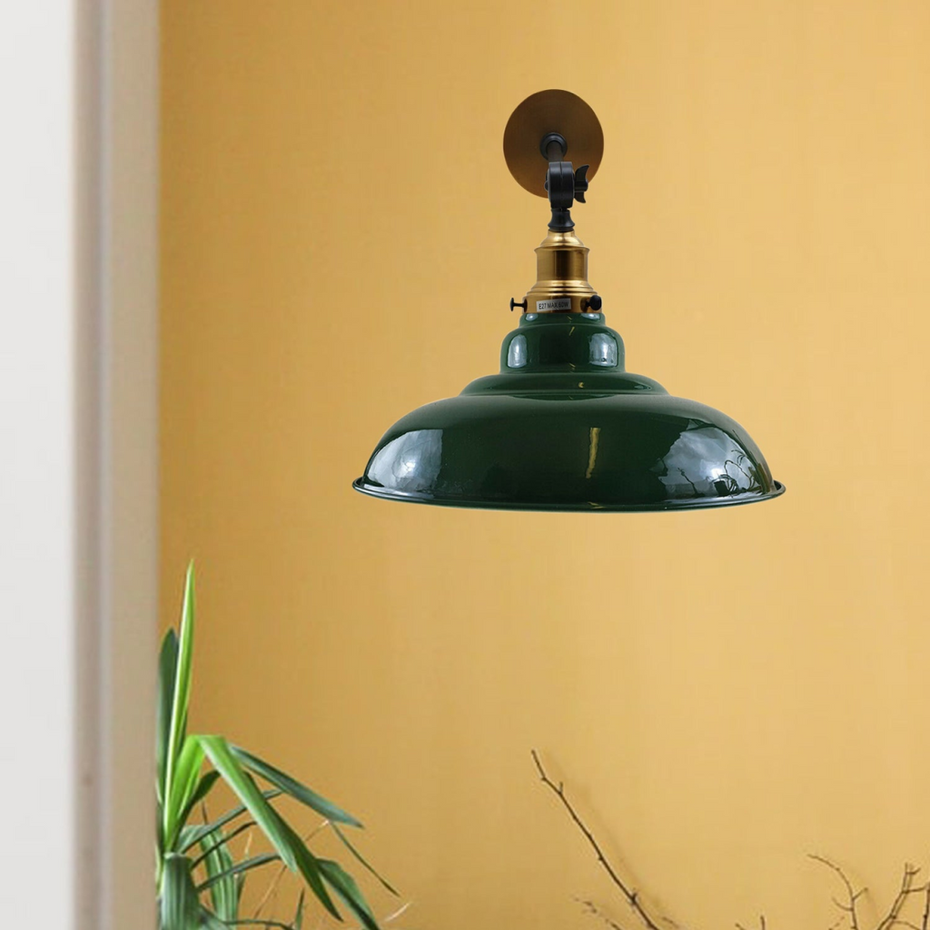 Green Shade With Adjustable Curvy Swing Arm Wall Light Fixture Loft Style
