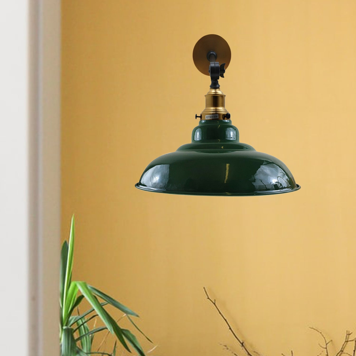 Green Shade With Adjustable Curvy Swing Arm Wall Light Fixture Loft Style