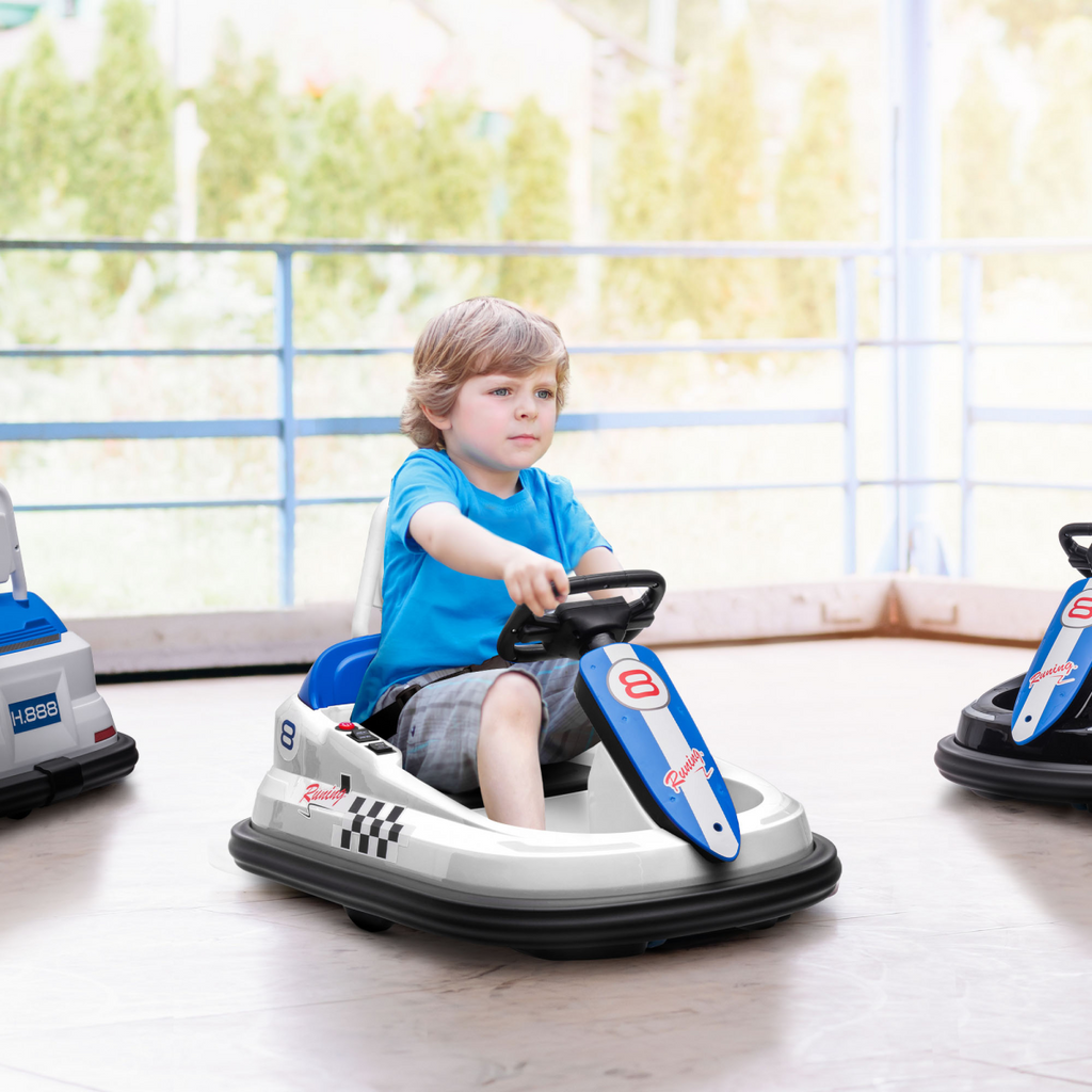 HOMCOM 6V Kids Bumper Car, 360-Degree Rotation Waltzer Car with 2 Speeds - White