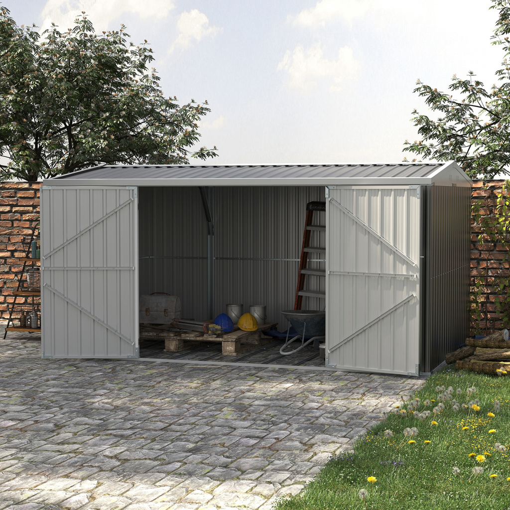 Outdoor Garden Storage Shed Steel Tool Storage Box for Backyard Grey Outsunny