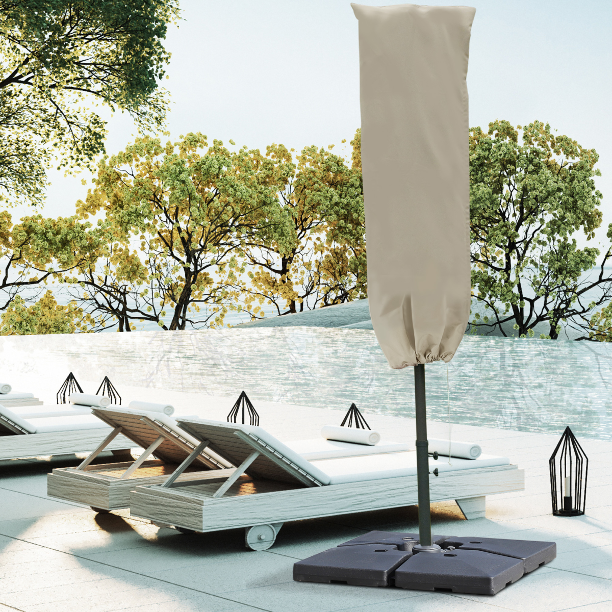 Cantilever Umbrella Cover Outdoor Parasol Protector Weatherproof with Zipper