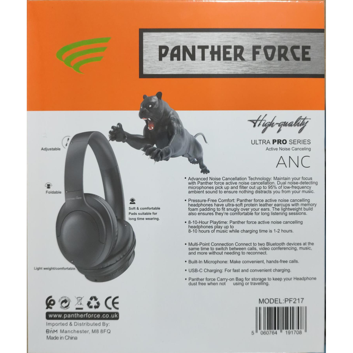 Panther Force Wireless Bluetooth Active Noise Canceling Headphone PF217