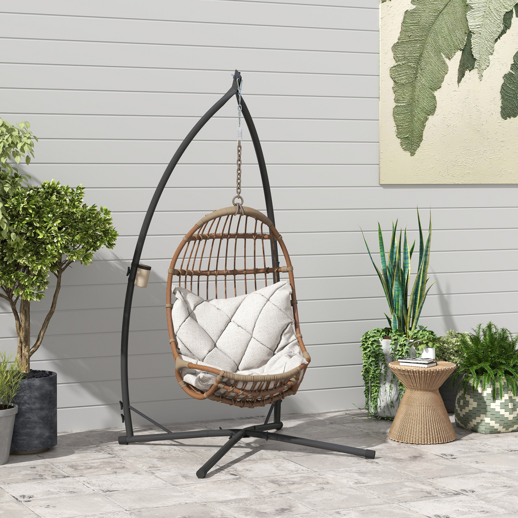 Outsunny Hammock Chair Stand, Steel Frame Hammock Stand Only, Black
