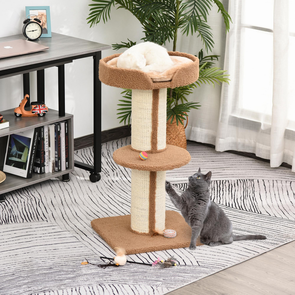 91cm Cat Tree Kitten Activity Center Tower Scratching Post Lamb Cashmere Perch