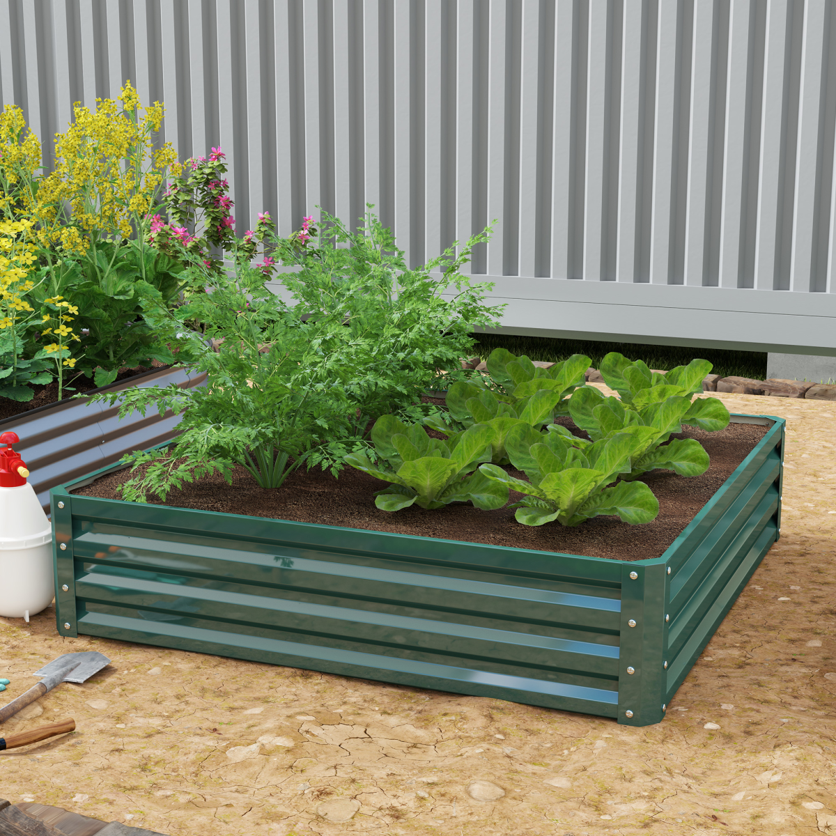 Raised Garden Bed Gardner Frame Outdoor Planter Kit Flower Vegetables Green