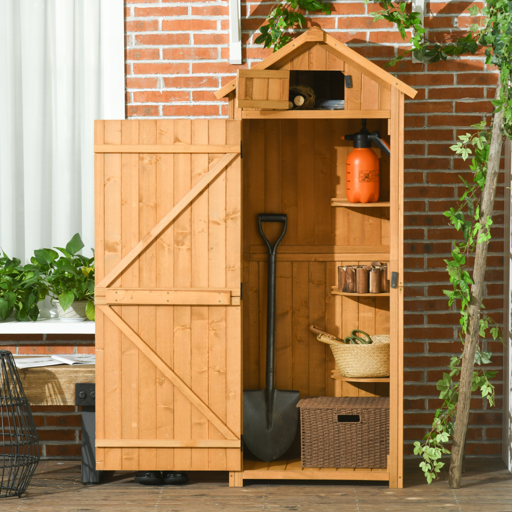 Garden Shed Utility 3 Shelves Wood Outdoor  77 x 54.2 x 179cm - Brown
