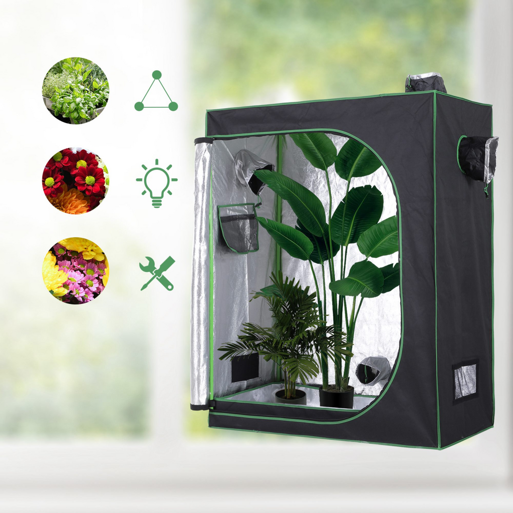 Hydroponic Plant Grow Tent Reflective Mylar Green Room 120L x60W x150Hcm Silver