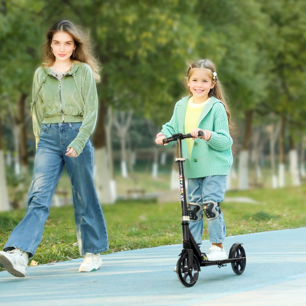 AIYAPLAY Kids Scooter, Foldable Kick Scooter with Adjustable Handlebar, Black