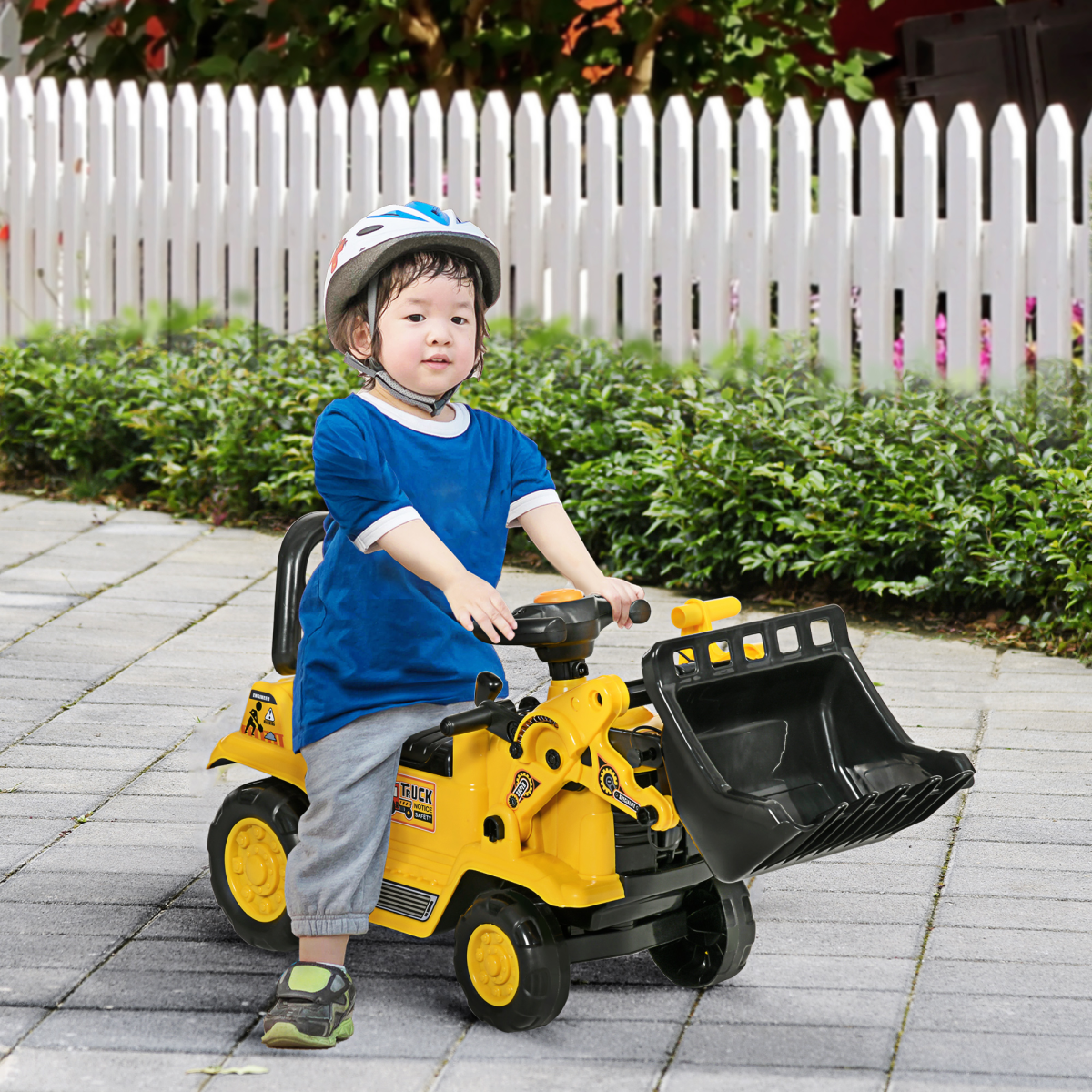 Ride-On Bulldozer Toddler Scooter Storage Cart Construction Truck