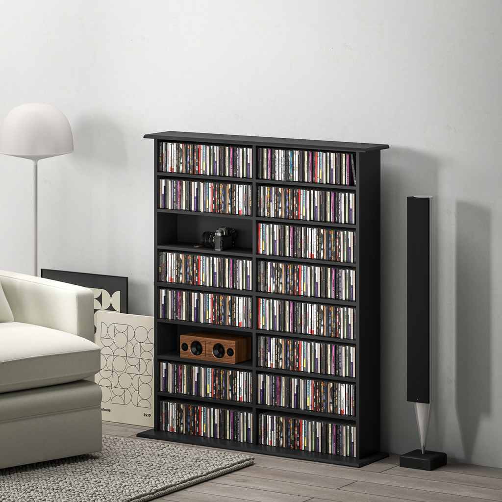 HOMCOM CD Storage Unit DVD Tower Blu-ray Storage Shelf for Office, Black