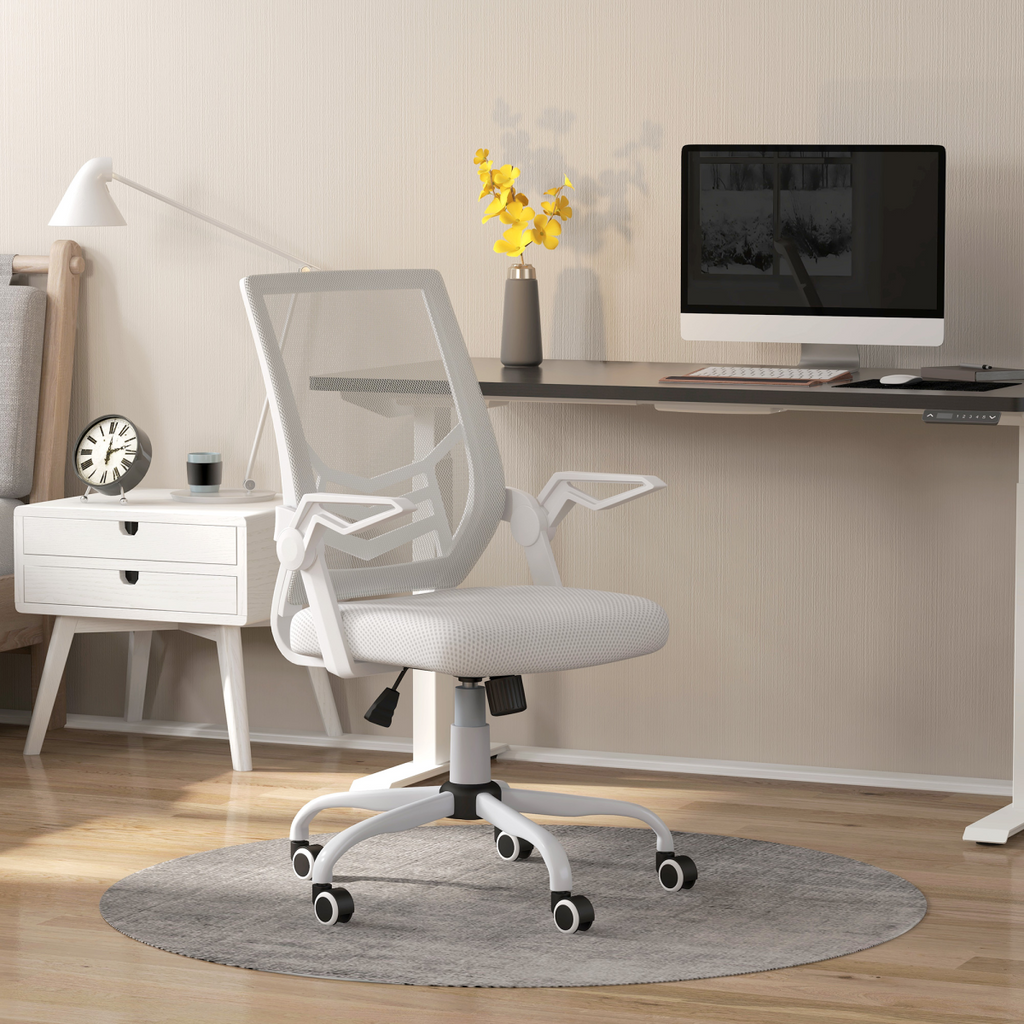 Vinsetto Mesh Swivel Office Chair Task Computer Chair with Lumbar Support, White