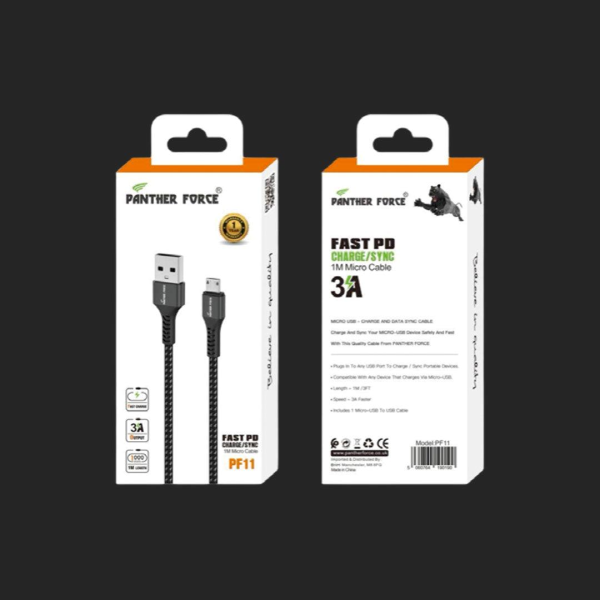 Panther Force 3A 1M Cable for Micro - Fast Charging and Data Transfer