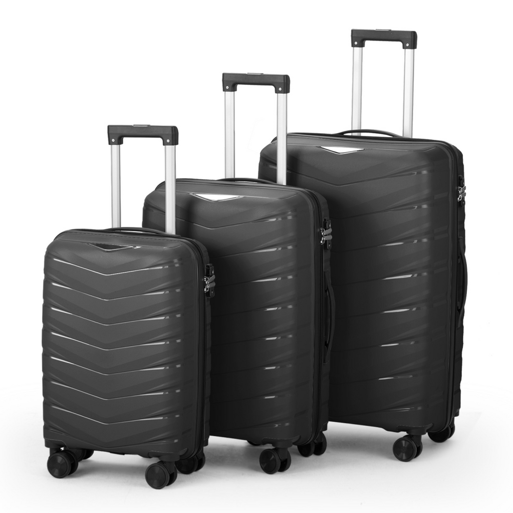 V-striped 3-in-1 PP trolley case 20in 24in 28in PP iron trolley classic color