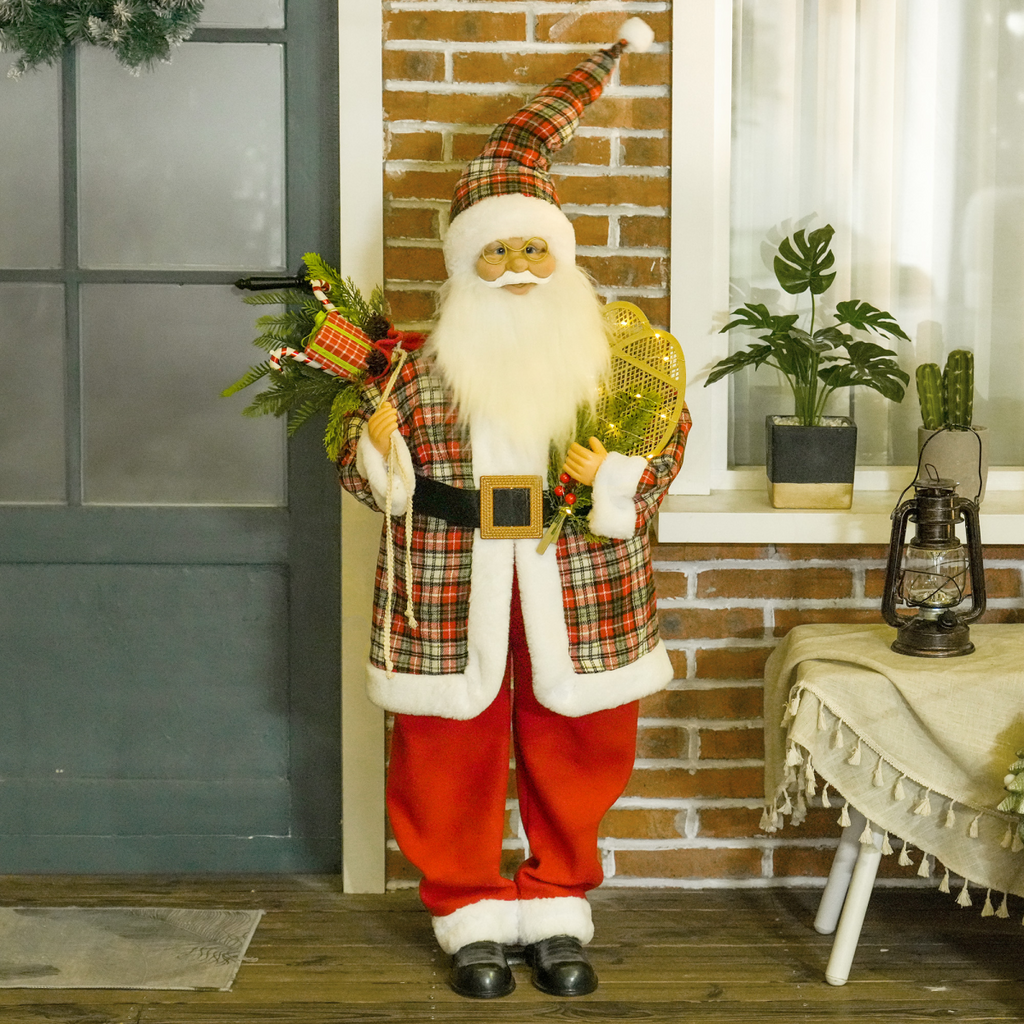 HOMCOM 133cm Animated Santa Claus with Sound Activated Festive Music for Party