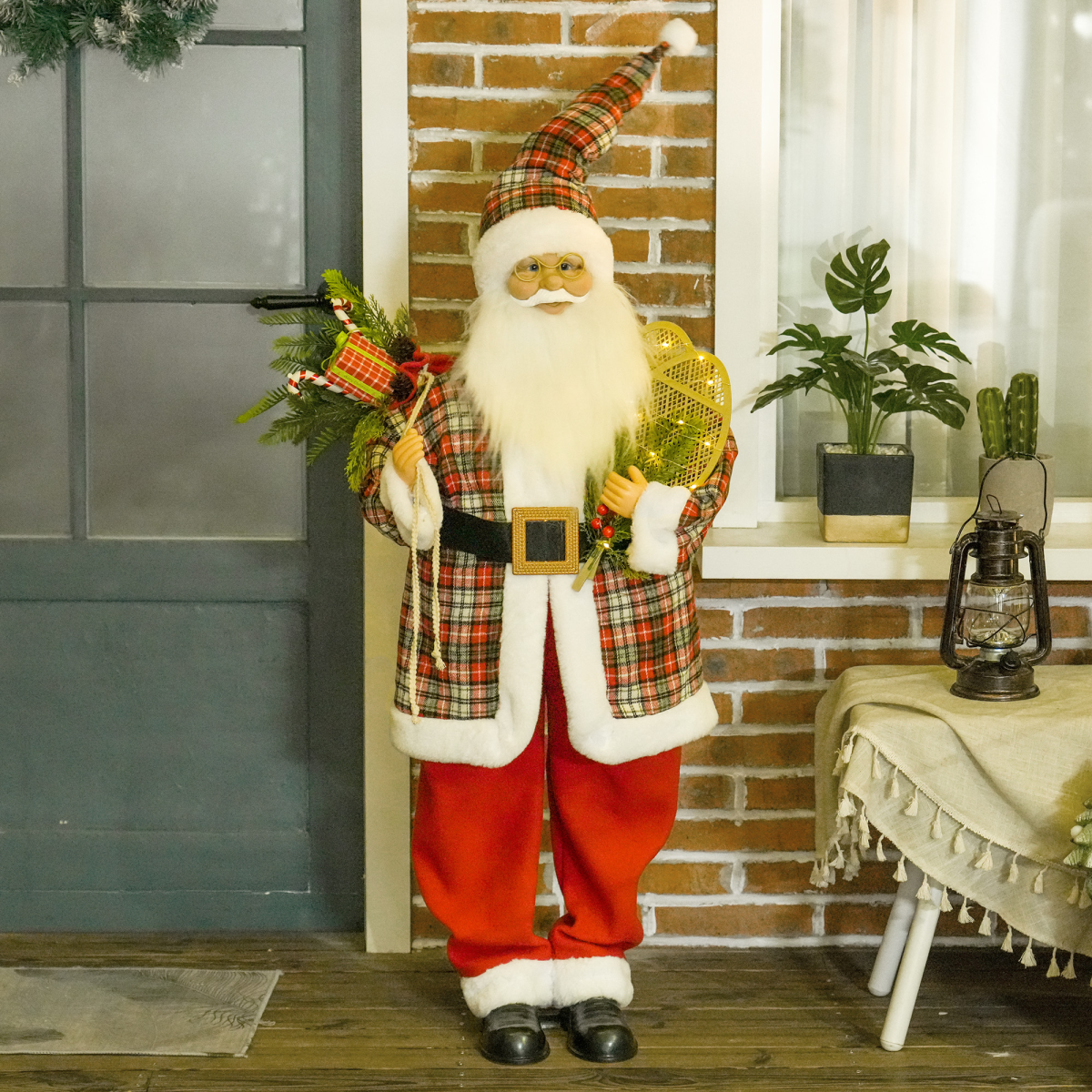 HOMCOM 133cm Animated Santa Claus with Sound Activated Festive Music for Party