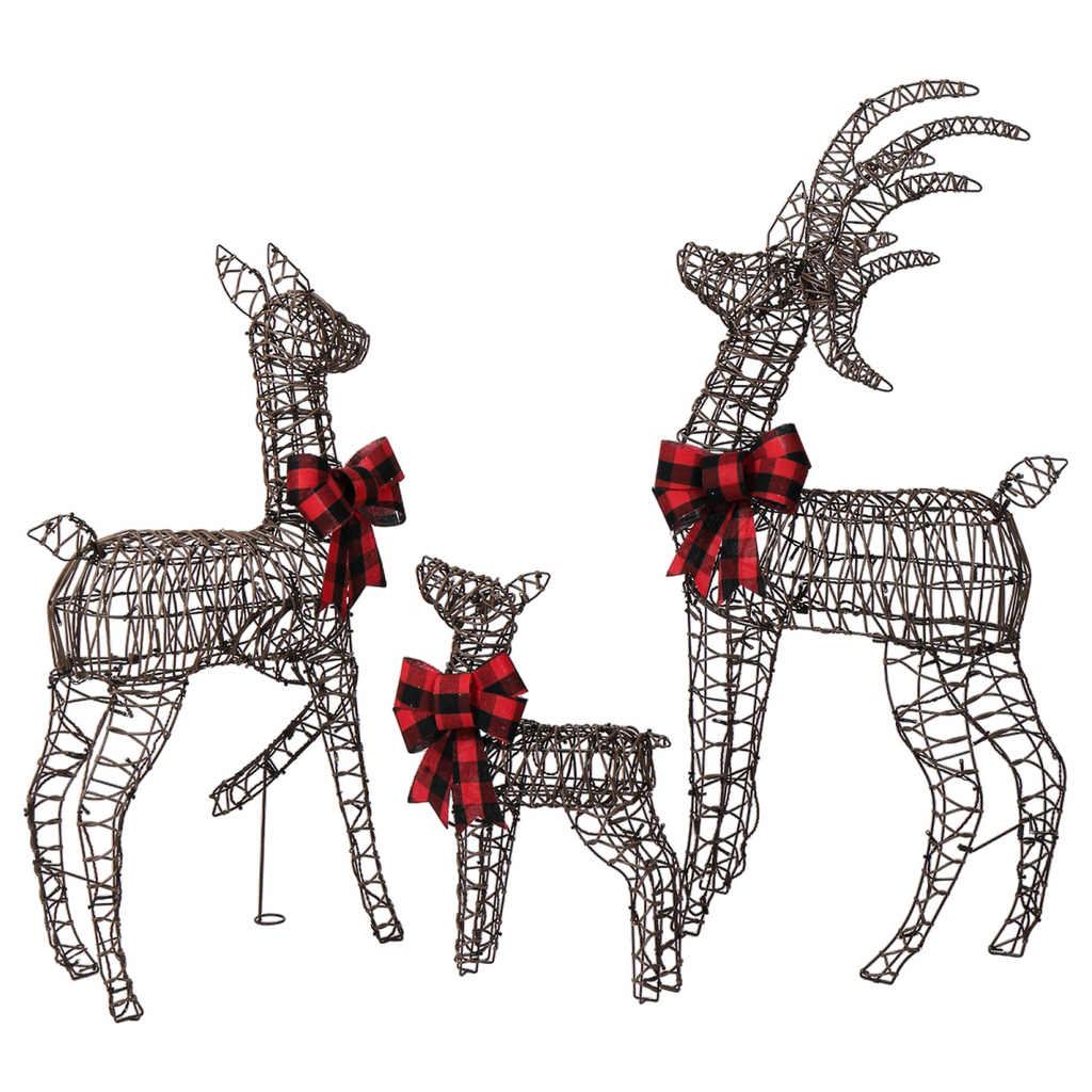 3-Piece Lighted Christmas Reindeer Family Set Outdoor Decorations