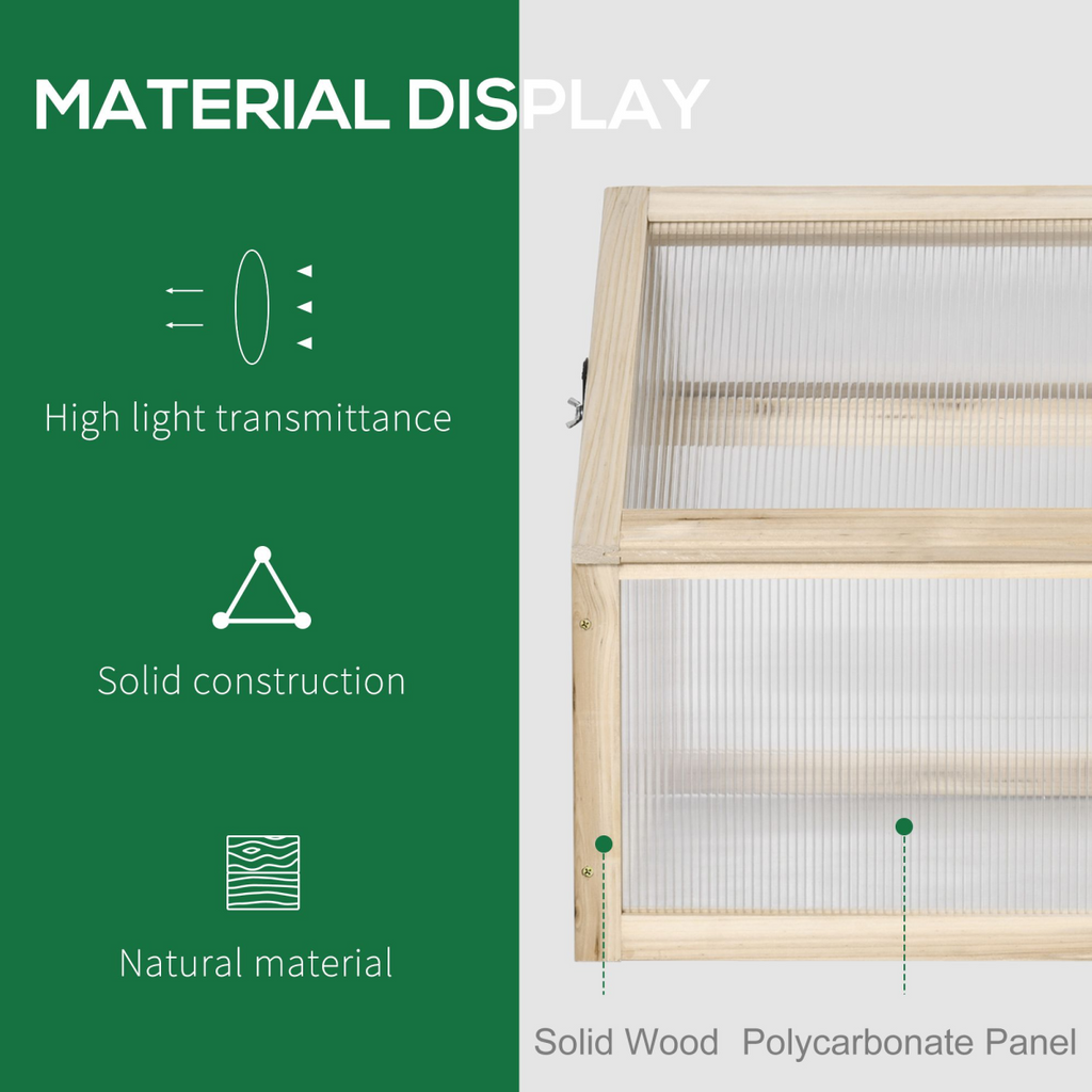 Wooden Cold Frame Greenhouse Garden Portable Raised Planter