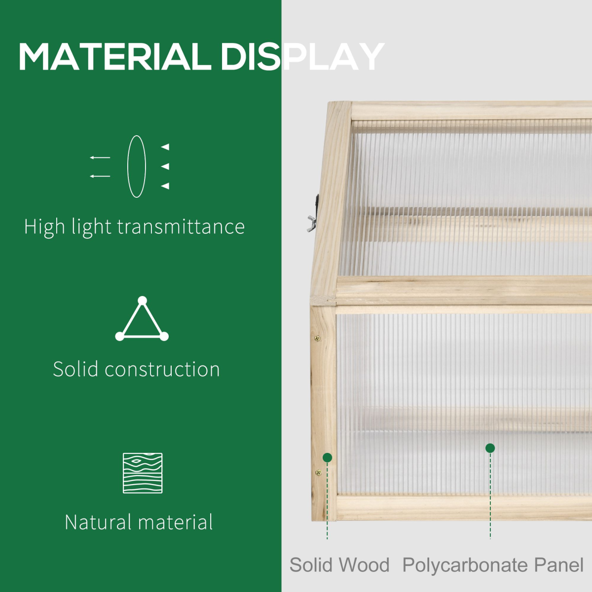 Wooden Cold Frame Greenhouse Garden Portable Raised Planter