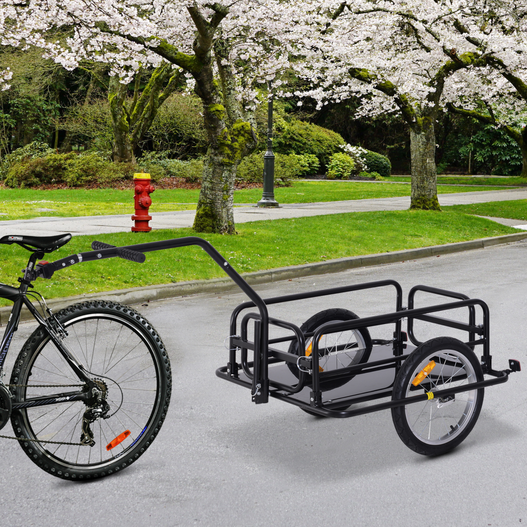 Folding Bicycle Cargo Storage Cart and Luggage Trailer with Hitch HOMCOM