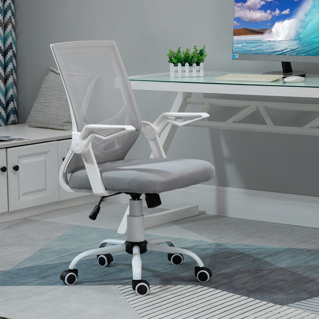 Mesh Swivel Office Chair Task Computer Chair with Lumbar Support, Grey Vinsetto