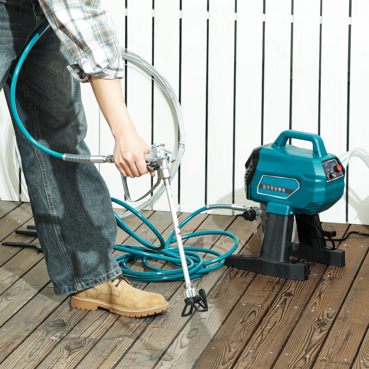 HOMCOM Airless Paint Sprayer, Wall Spray Gun for DIY Painting, 200 Bar