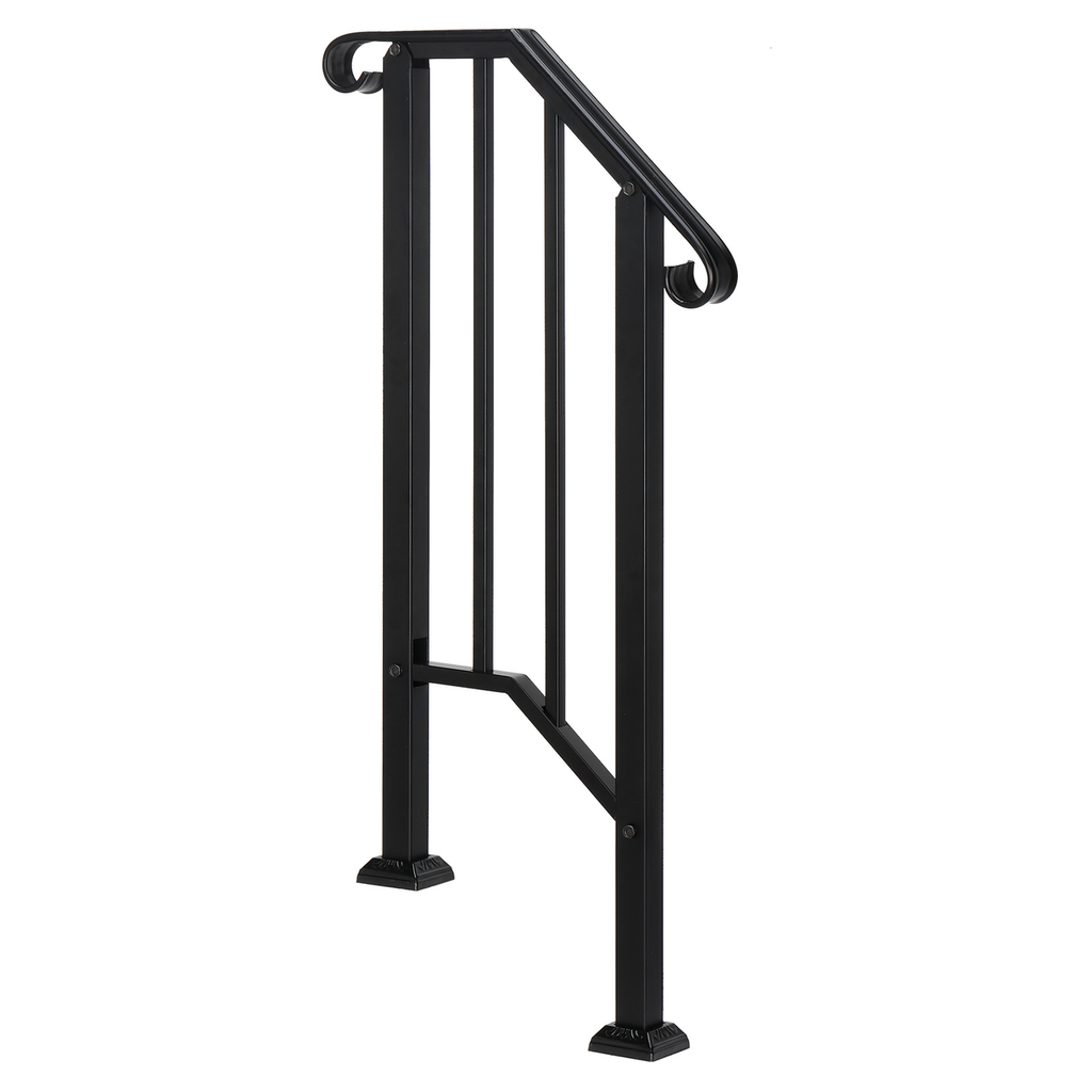 [Same Code：21862947 70638141]Artisasset Matte Black Outdoor 1st Tier Iron Handrail
