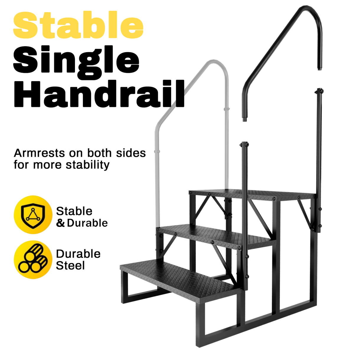 RV Step Stool, 3 Step Ladder, Hot Tub Steps with Handrail