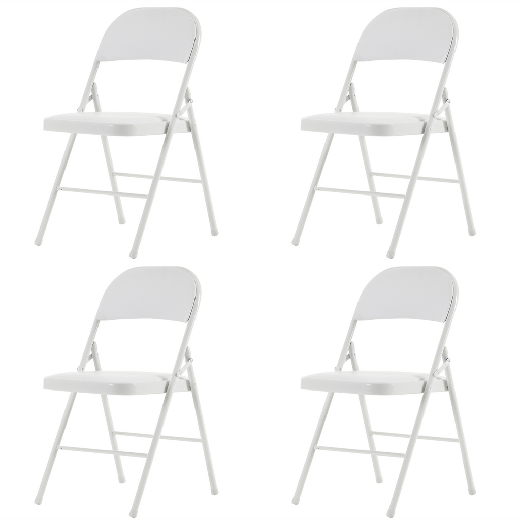 【Old Code：33292149】4pcs Elegant Foldable Iron & PVC Chairs for Convention & Exhibition White