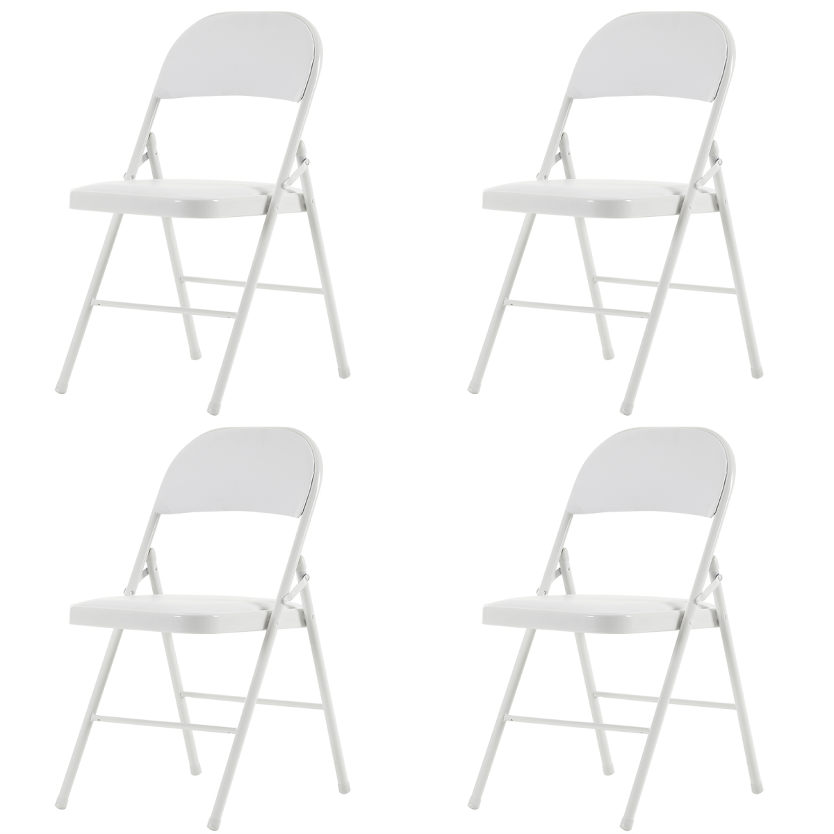 【Old Code：33292149】4pcs Elegant Foldable Iron & PVC Chairs for Convention & Exhibition White