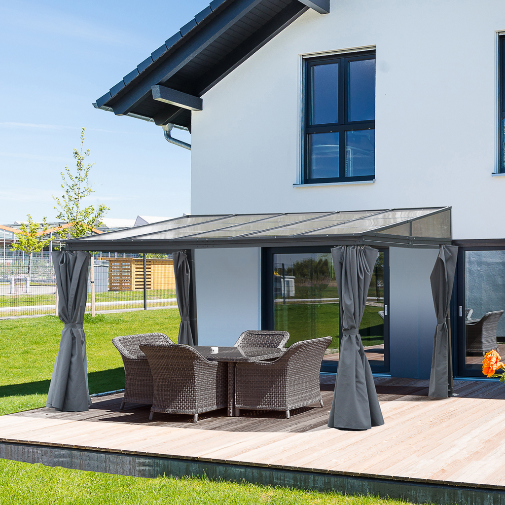 Outdoor Hardtop Pergola Party Tent Garden Waterproof , 4 x 3m, Grey