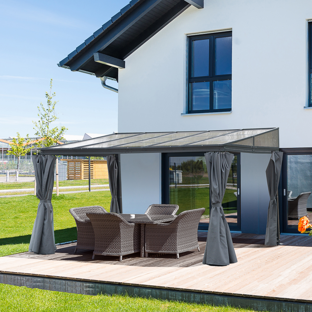 Outdoor Hardtop Pergola Party Tent Garden Waterproof , 4 x 3m, Grey