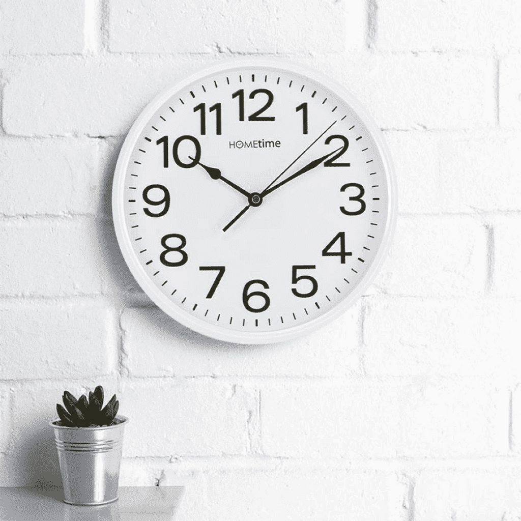 Hometime 10" Wall Clock with Sweep - White