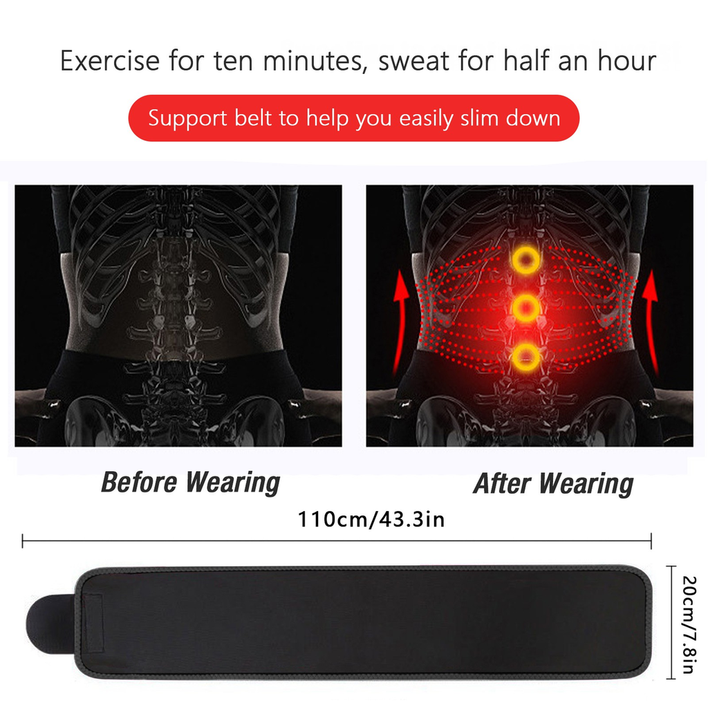 Waist Trimmer Belt Sport Workout Shaper Burner Slimming Belt with Phone Pocket Black