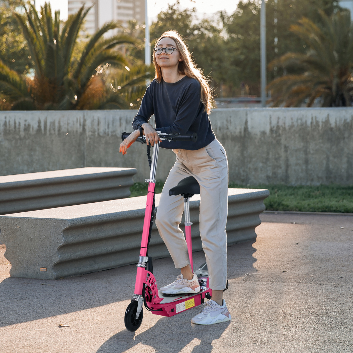 Teen Foldable Electric Scooter Electric Battery 120W with Brake Kickstand HOMCOM