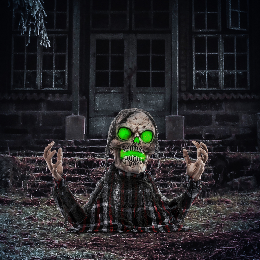 HOMCOM Groundbreaker Skeleton Halloween Animatronic Prop for Indoor Outdoor