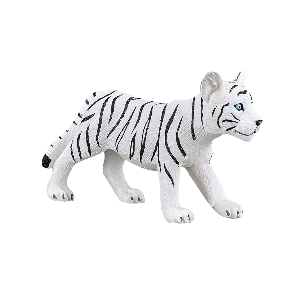 White Tiger Cub Standing Toy  Realistic Big Cat Figurine