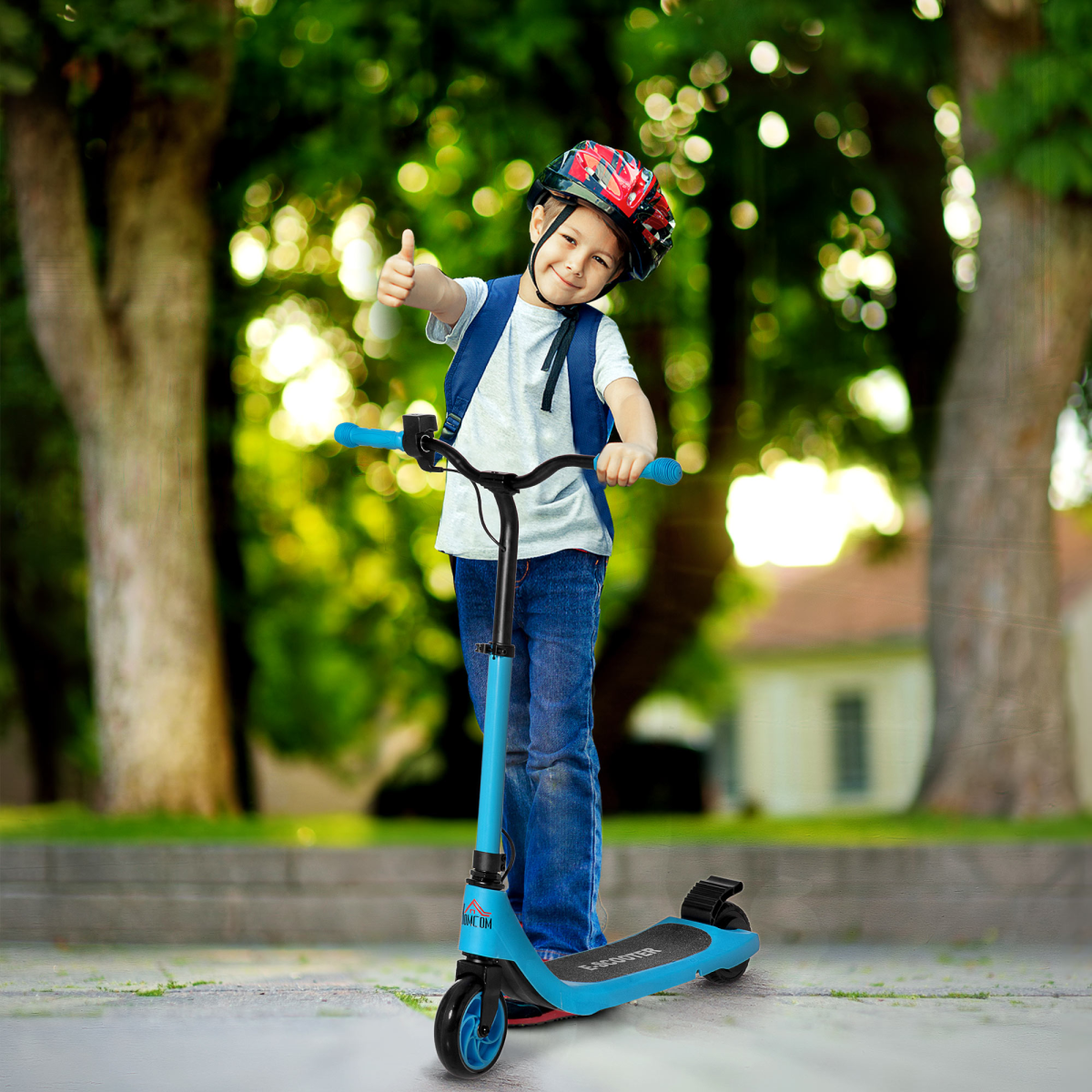 120W Electric Scooter w/ Battery Level Display, Rear Break - Blue HOMCOM