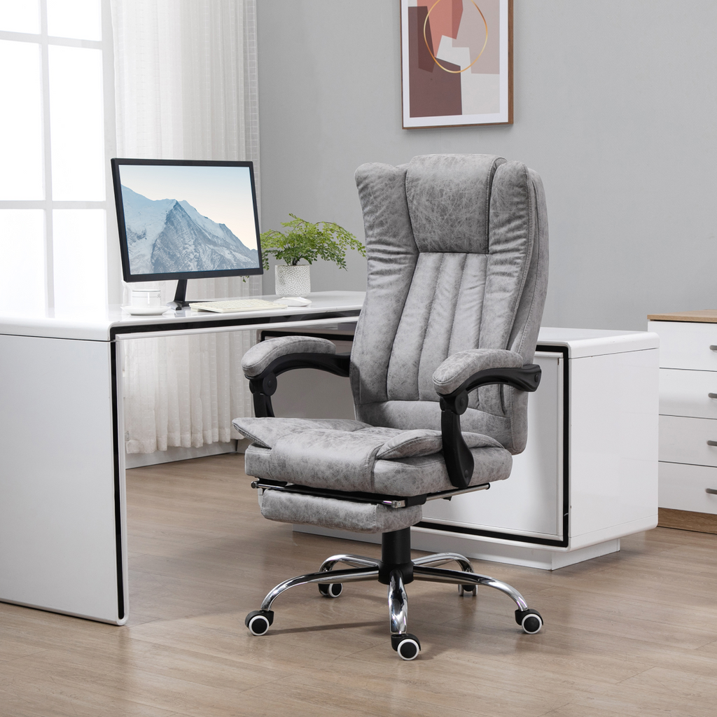 6-Point Vibrating Massage Office Chair with Microfibre Upholstery Arms Grey